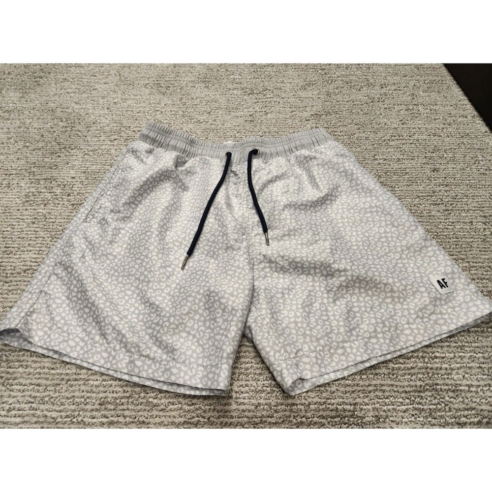 Allfenix Swim Trunks Mens Gray & White Cheetah Print Board Shorts Beach Large